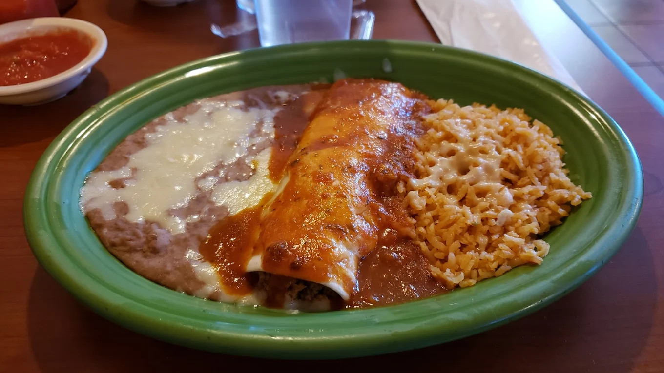 Traditional Mexican rice and beans platter